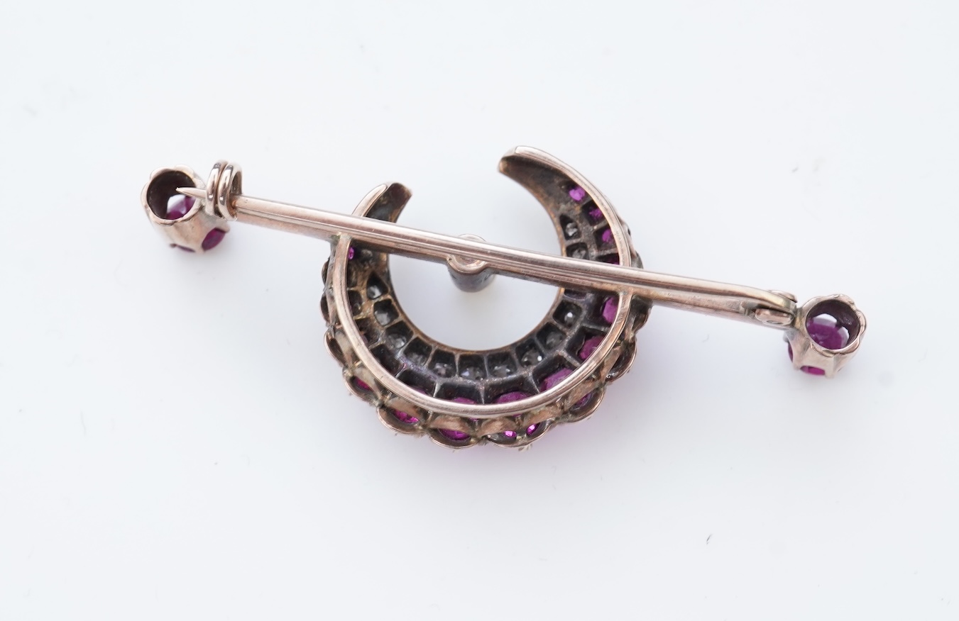A Victorian ruby and diamond bar brooch, late 19th century